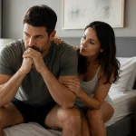 Man concerned about erection quality receiving support from his partner